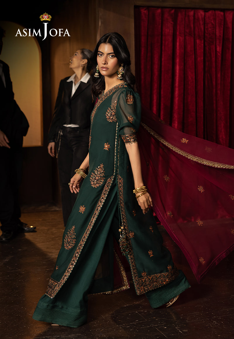 Asim Jofa Unstitched 3 Piece Luxury Festive Rejoice AJLFF-02 Embroidered Chiffon 3 Pcs