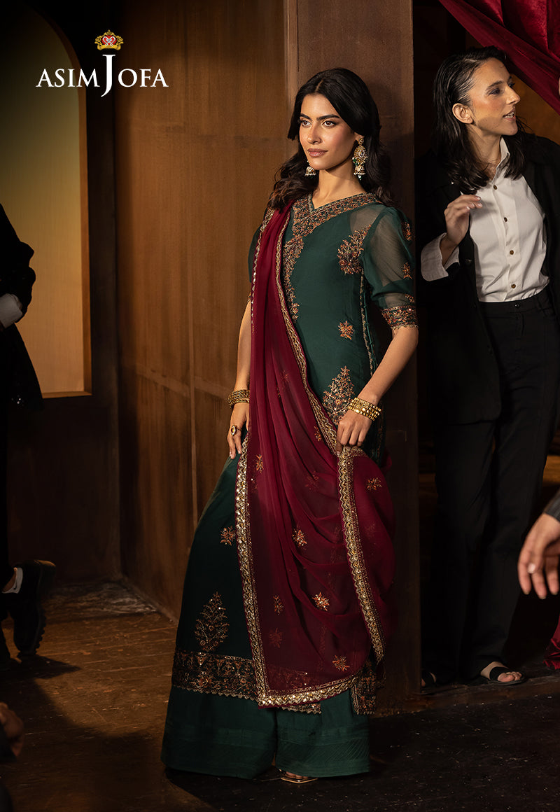 Asim Jofa Unstitched 3 Piece Luxury Festive Rejoice AJLFF-02 Embroidered Chiffon 3 Pcs