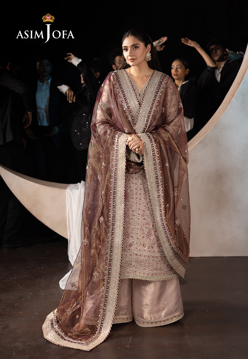 Asim Jofa Unstitched 3 Piece Luxury Festive Rejoice AJLFF-10 Embroidered Zari Tissue 3 Pcs