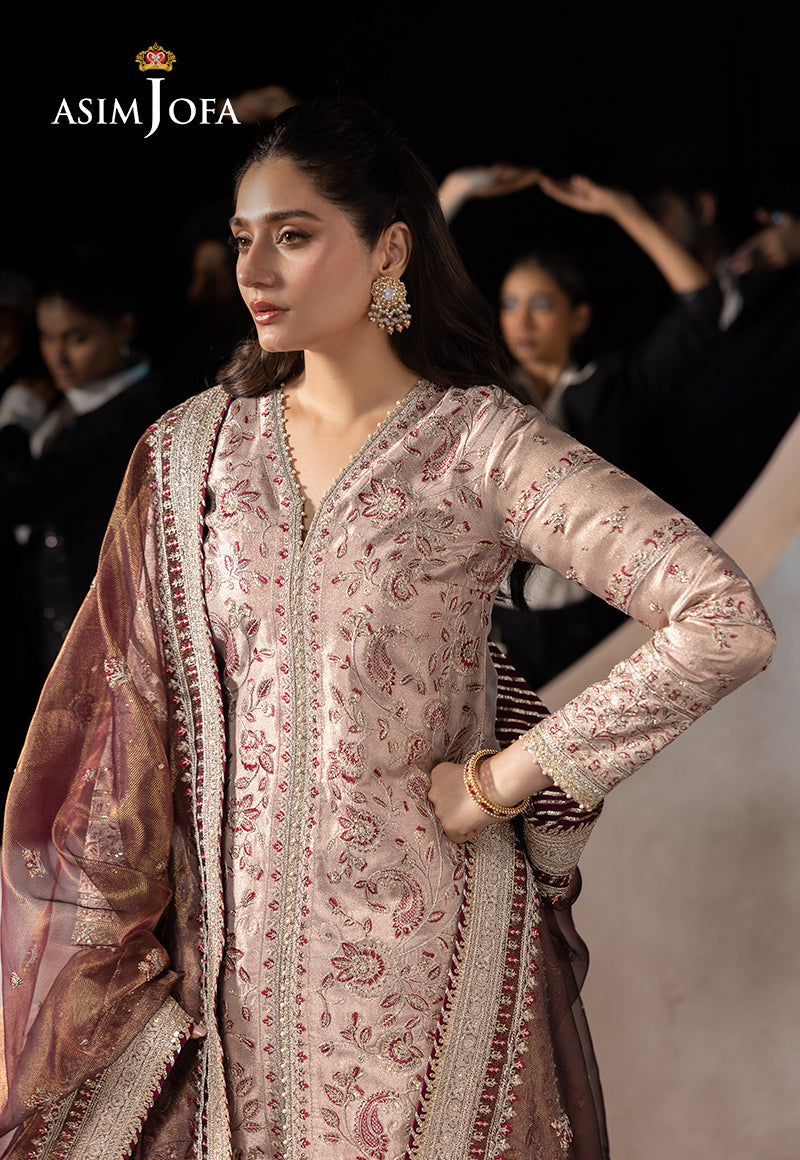 Asim Jofa Unstitched 3 Piece Luxury Festive Rejoice AJLFF-10 Embroidered Zari Tissue 3 Pcs