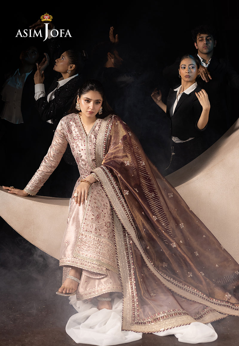 Asim Jofa Unstitched 3 Piece Luxury Festive Rejoice AJLFF-10 Embroidered Zari Tissue 3 Pcs