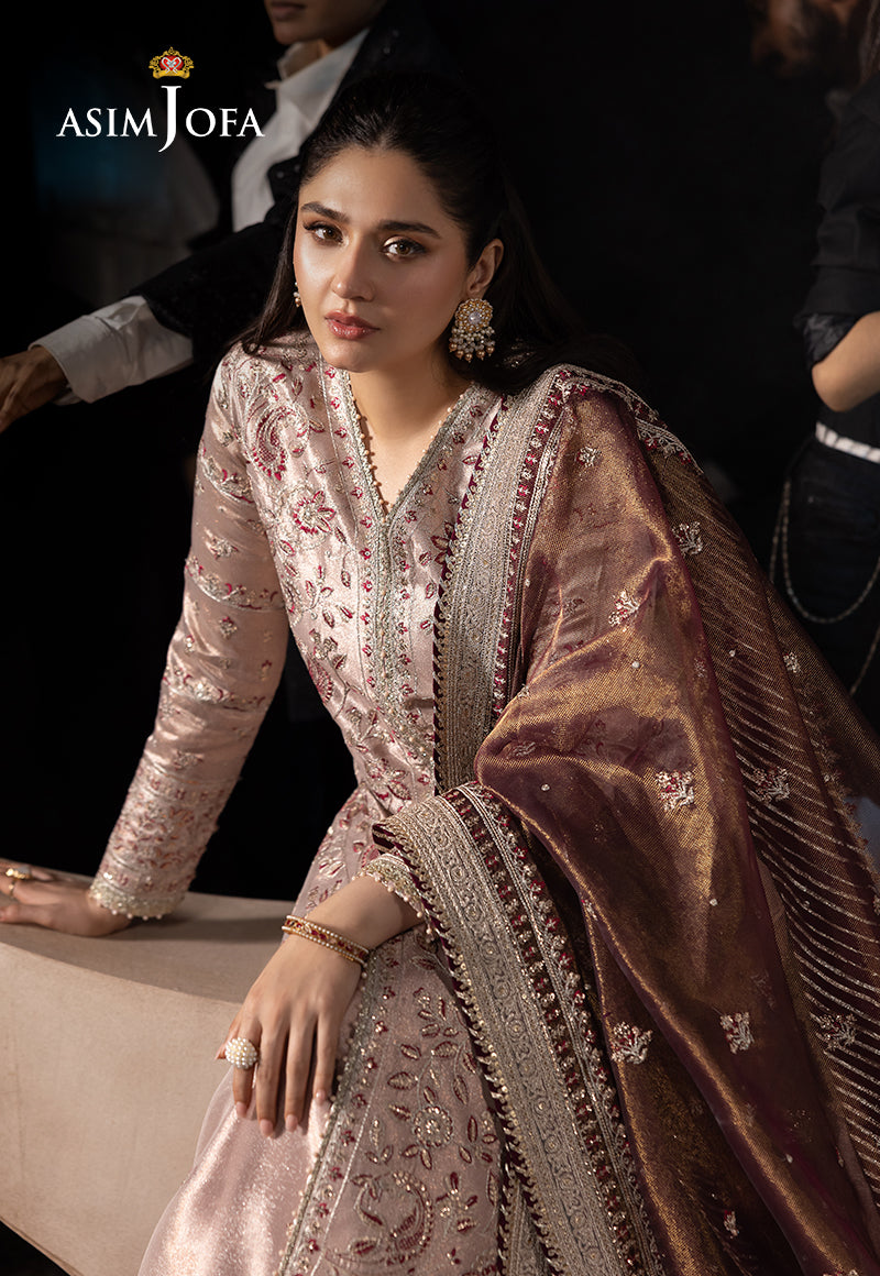 Asim Jofa Unstitched 3 Piece Luxury Festive Rejoice AJLFF-10 Embroidered Zari Tissue 3 Pcs