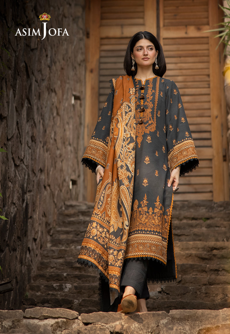 Asim Jofa Designers Limited Edition Ajuwd-37 Printed Khaddar 3 Pcs