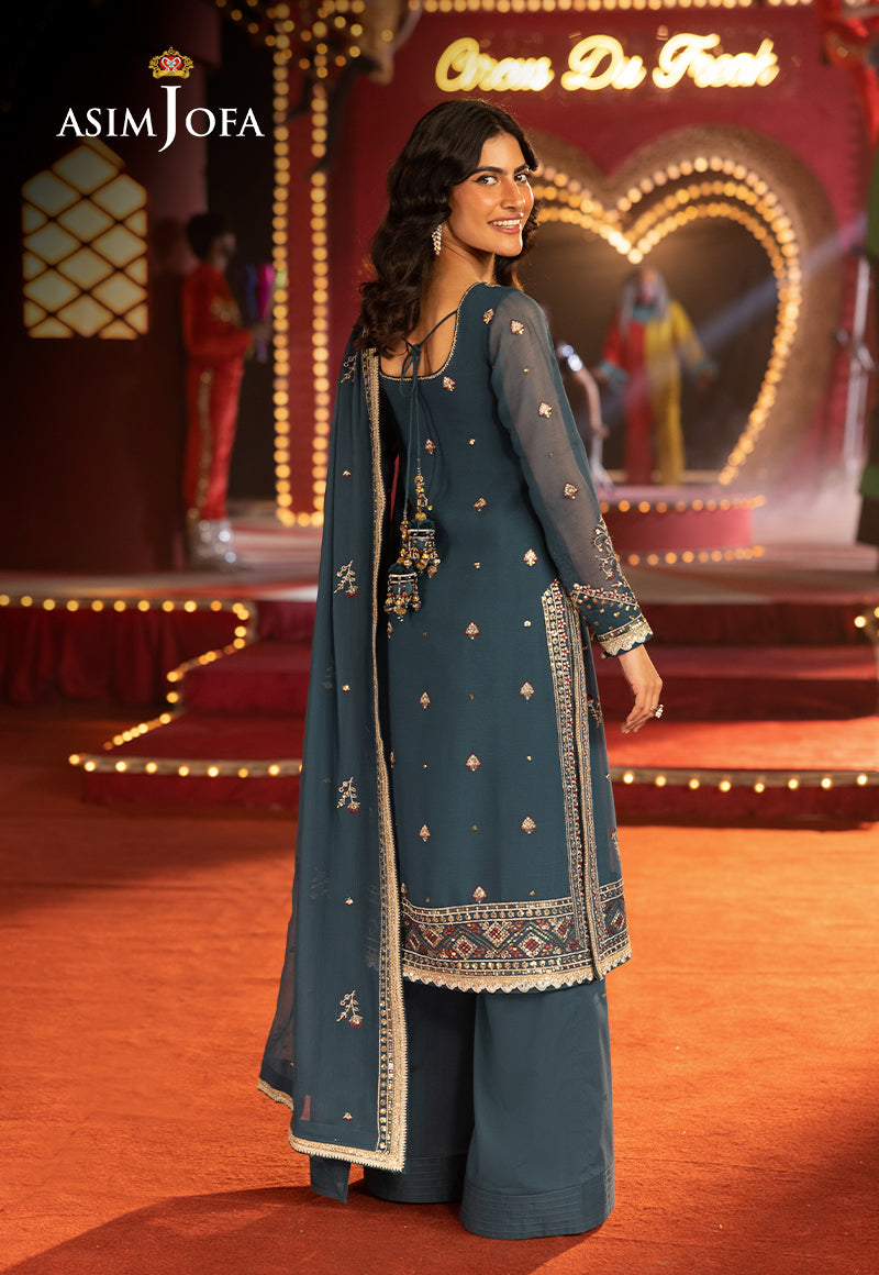 Asim Jofa Unstitched 3 Piece Luxury Festive Rejoice AJLFF-15 Embroidered Chiffon 3 Pcs