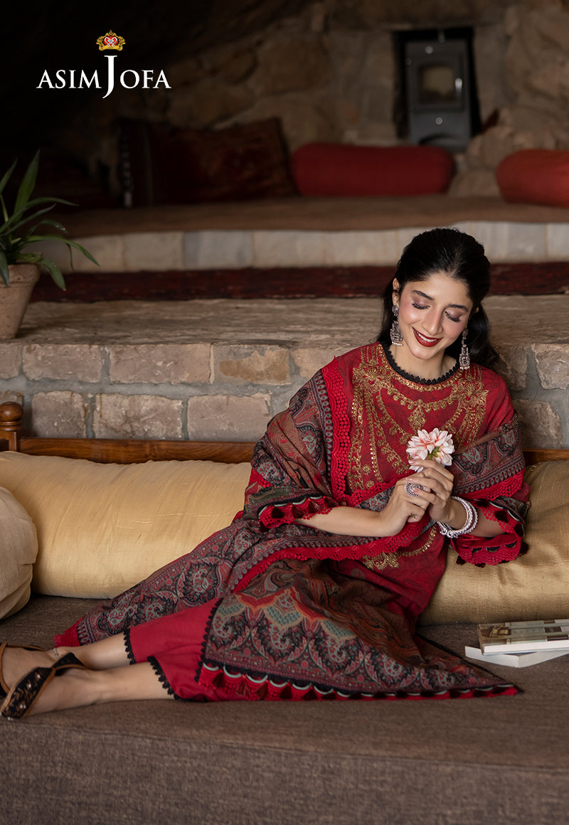 Asim Jofa Designers Limited Edition Ajuwd-02 Embroidered Stitched 3 Pcs