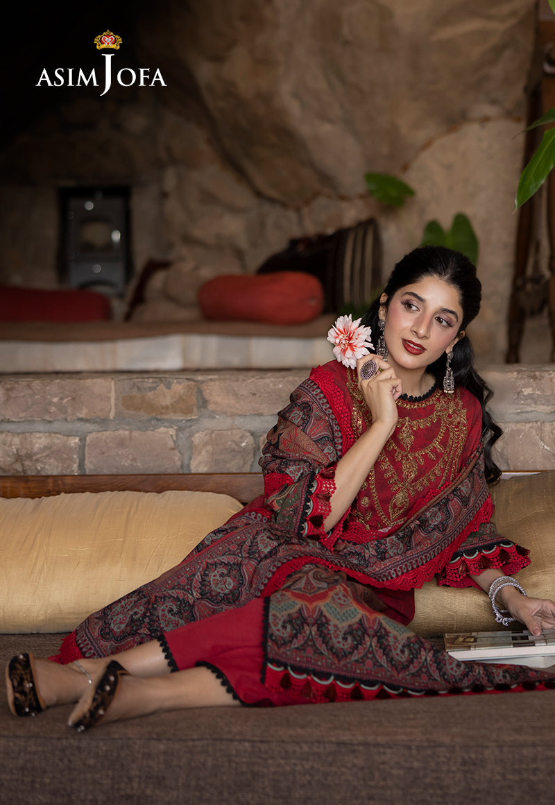 Asim Jofa Designers Limited Edition Ajuwd-02 Embroidered Stitched 3 Pcs
