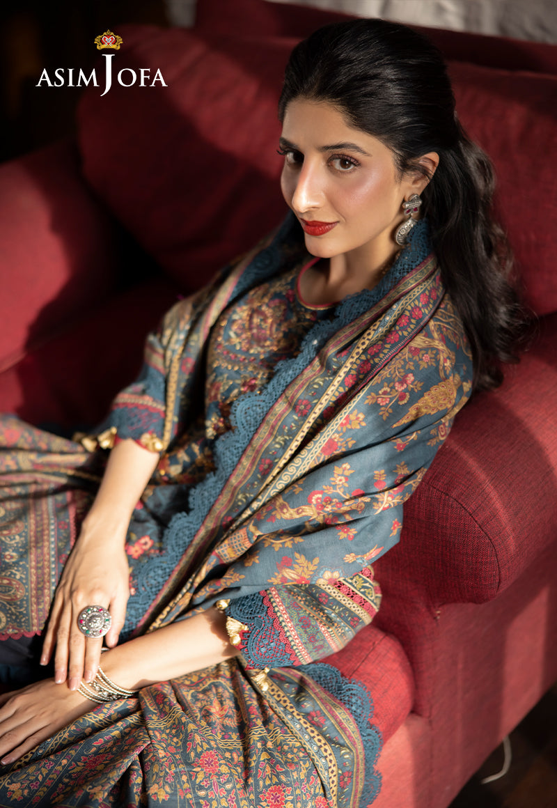 Asim Jofa Designers Limited Edition Ajuwd-03 Embroidered Khaddar 3 Pcs