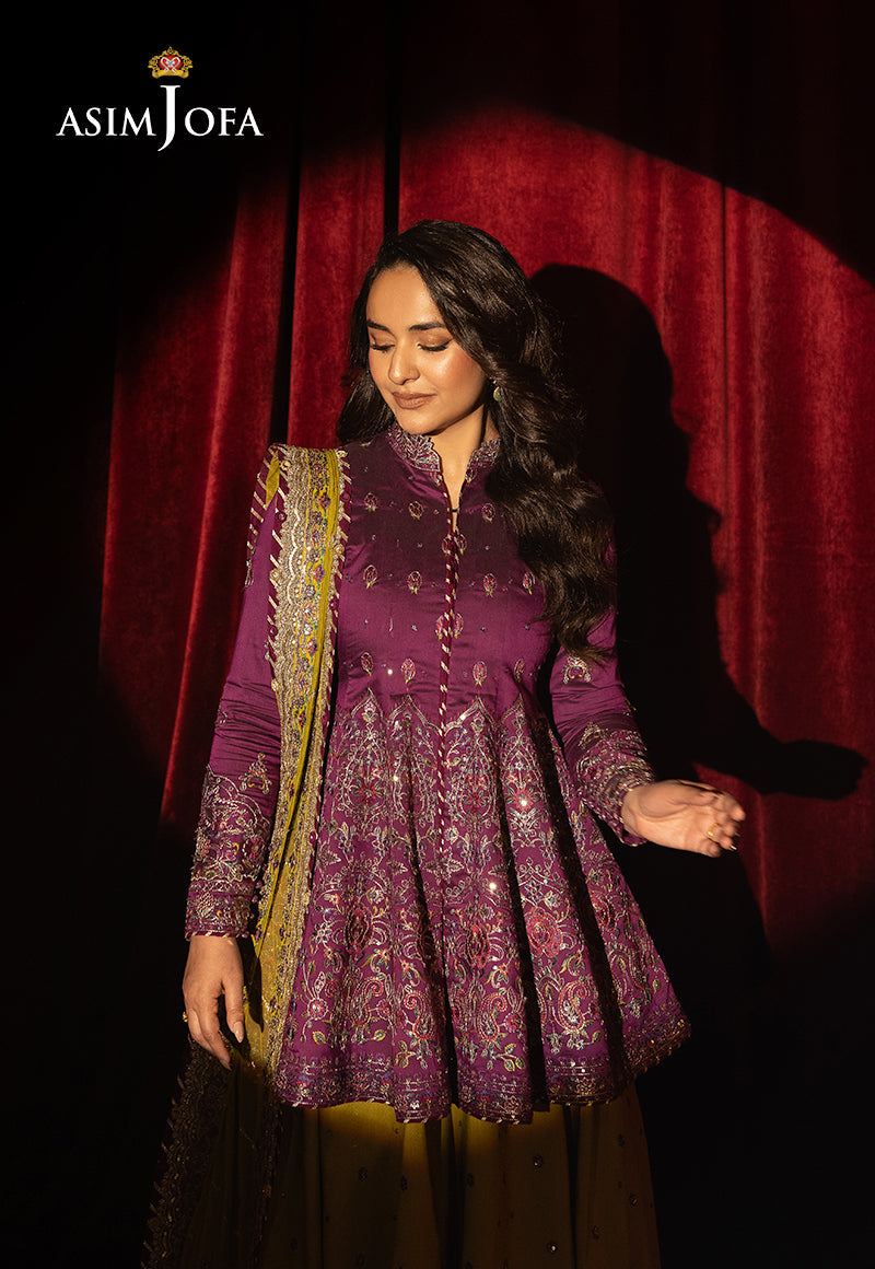 Asim Jofa Unstitched 3 Piece Luxury Festive Rejoice AJLFF-17 Embroidered Two Tone Cotton Silk 3 Pcs