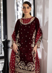 La More Unstitched 3 Piece Festive Formals Collection'2024-Maroon Muse