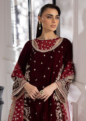 La More Unstitched 3 Piece Festive Formals Collection'2024-Maroon Muse