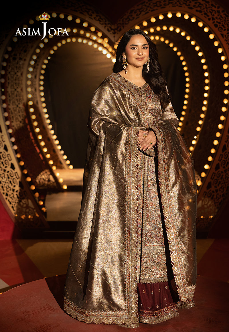 Asim Jofa Unstitched 3 Piece Luxury Festive Rejoice AJLFF-09 Embroidered Zari Tissue 3 Pcs