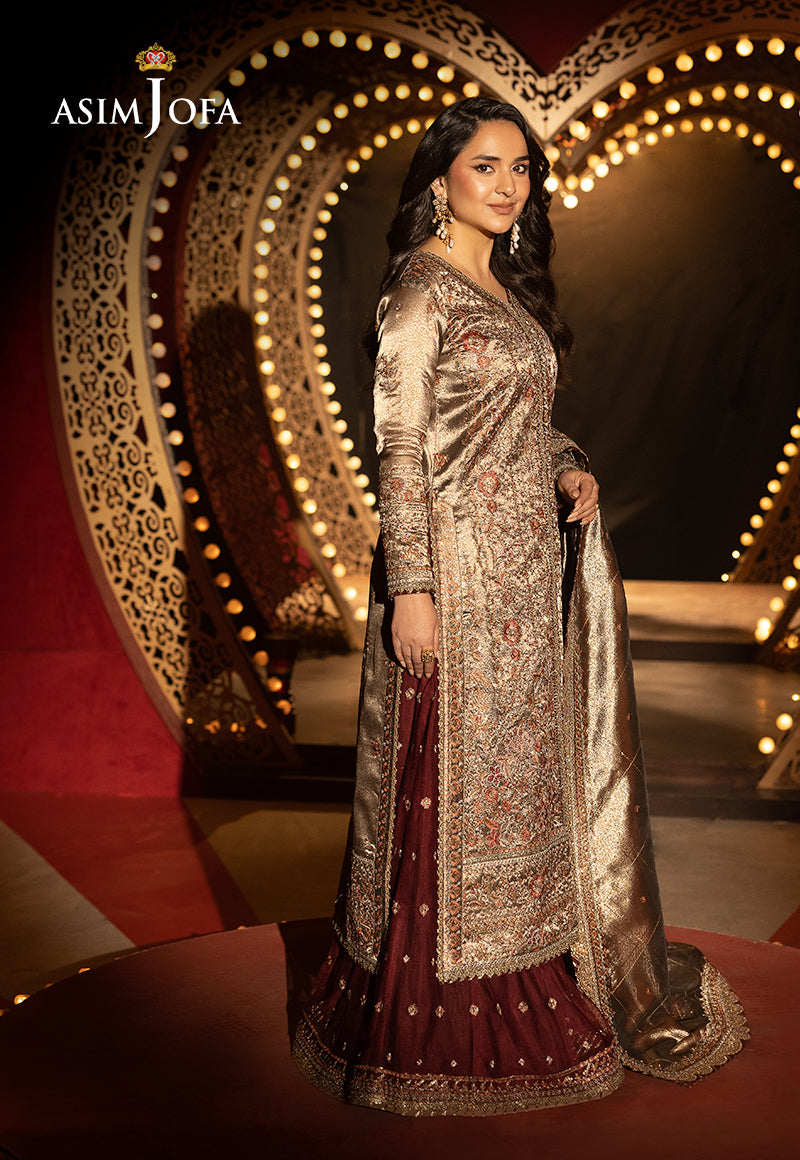 Asim Jofa Unstitched 3 Piece Luxury Festive Rejoice AJLFF-09 Embroidered Zari Tissue 3 Pcs