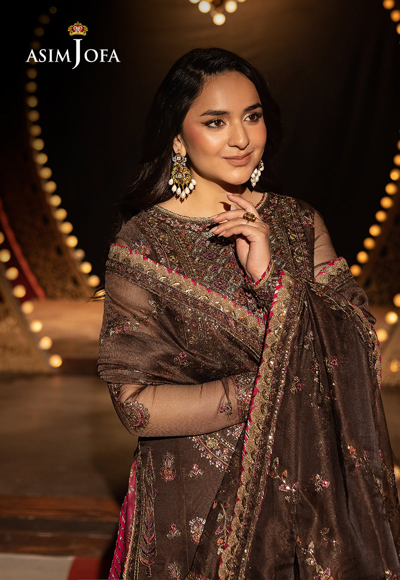 Asim Jofa Unstitched 3 Piece Luxury Festive Rejoice AJLFF-11 Embroidered Javeria Net 3 Pcs