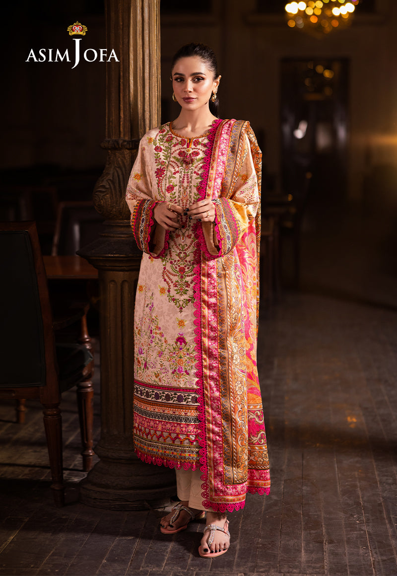 Asim Jofa Prints Unstitched Drop 2 Ajubj-02 Printed Embroidered Lawn 3 Pc
