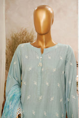 HZ Stitched 3 Piece Solid Emb Chikankari Collection'2025-SSPE-3P-005-BABY BLUE