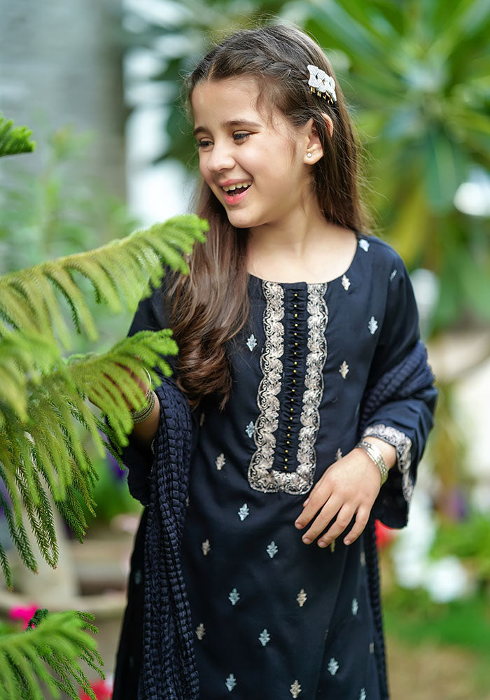 Ochre Clothing Cotton Embroidered 3 Pc Suit