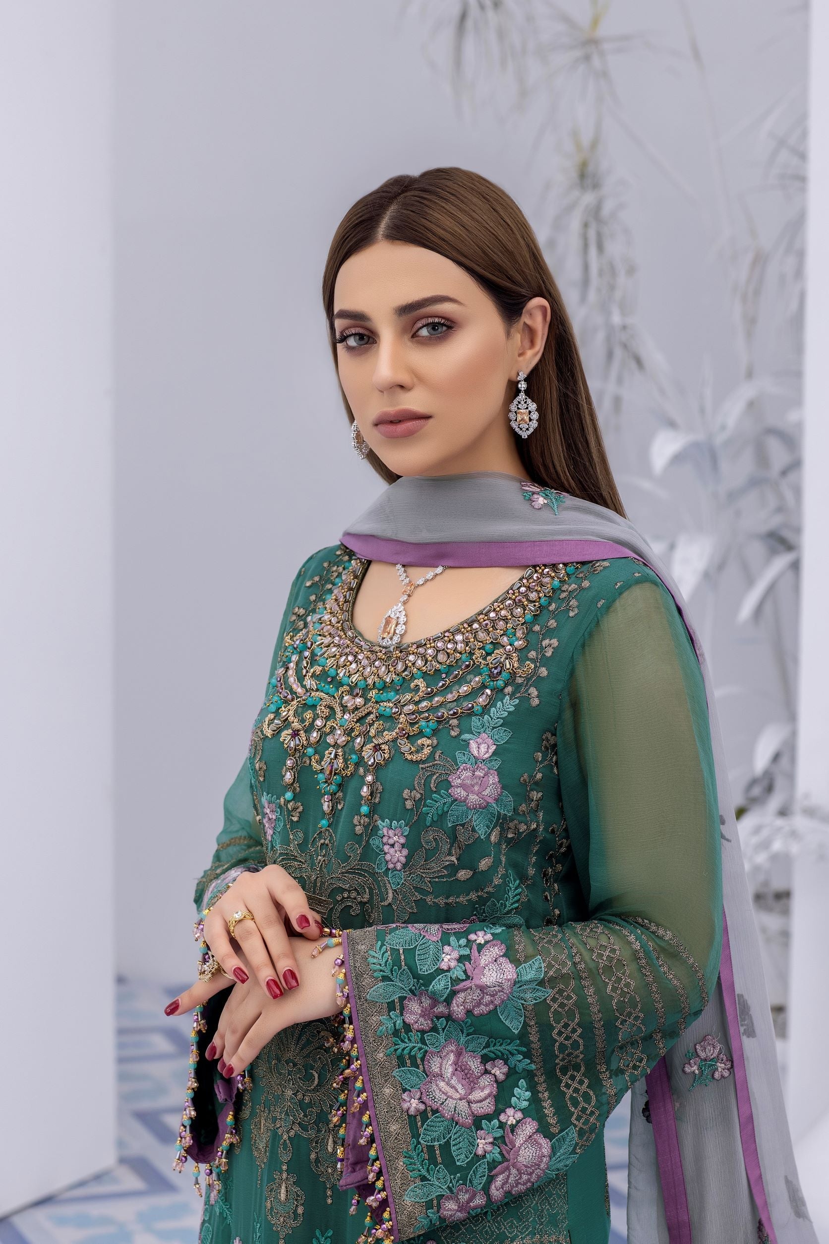 Safeera By Flossie Unstitched 3 Piece Formals Vol-08 Collection'2025-Aqua Esque