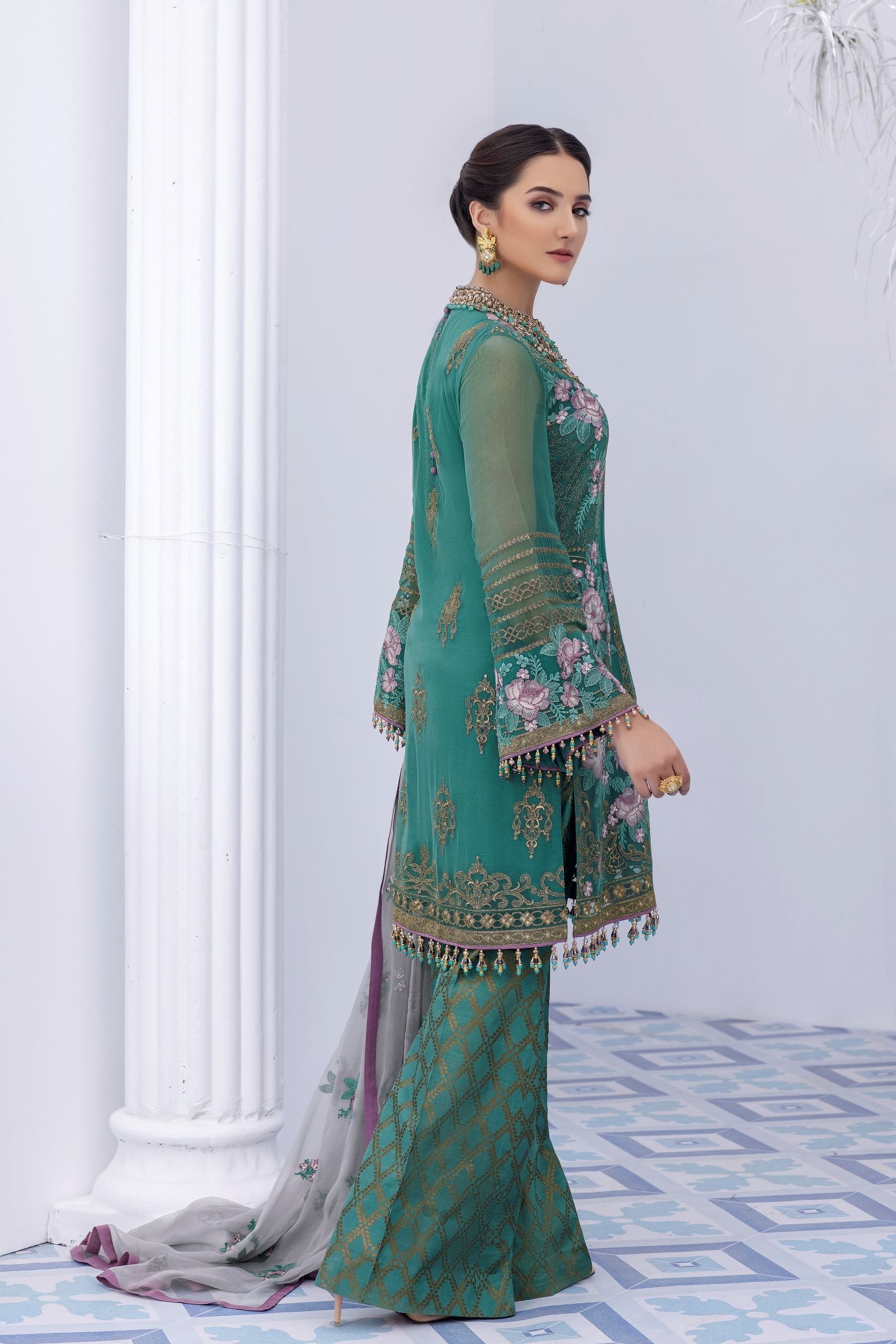 Safeera By Flossie Unstitched 3 Piece Formals Vol-08 Collection'2025-Aqua Esque