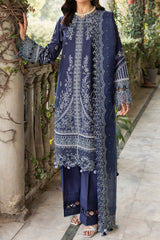 Bahaar by Farasha Unstitched 3 Piece Emb Lawn Collection'2024-01-Blue Ochre