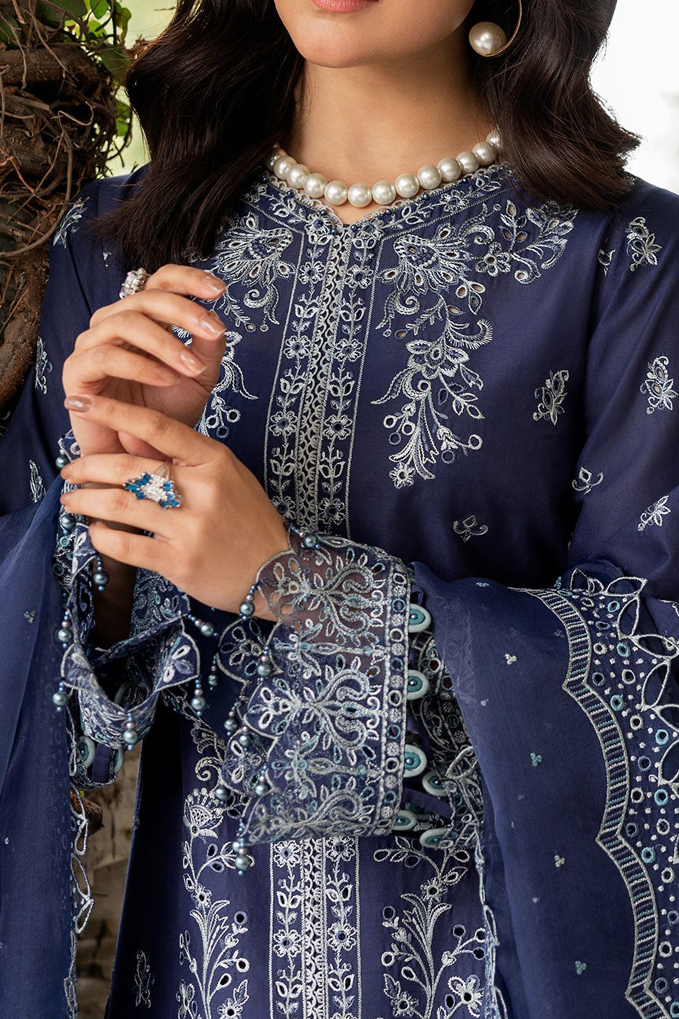 Bahaar by Farasha Unstitched 3 Piece Emb Lawn Collection'2024-01-Blue Ochre