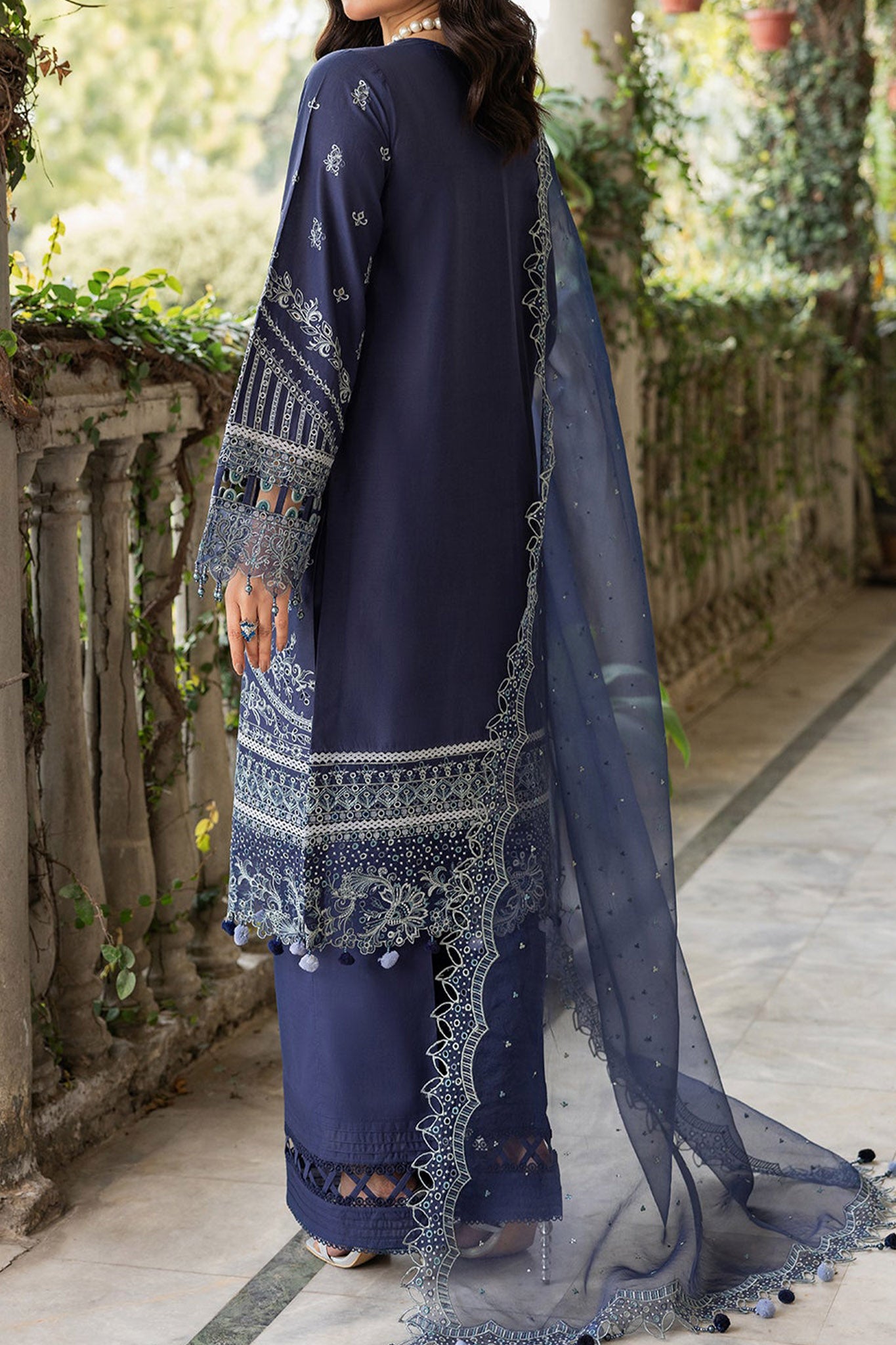 Bahaar by Farasha Unstitched 3 Piece Emb Lawn Collection'2024-01-Blue Ochre