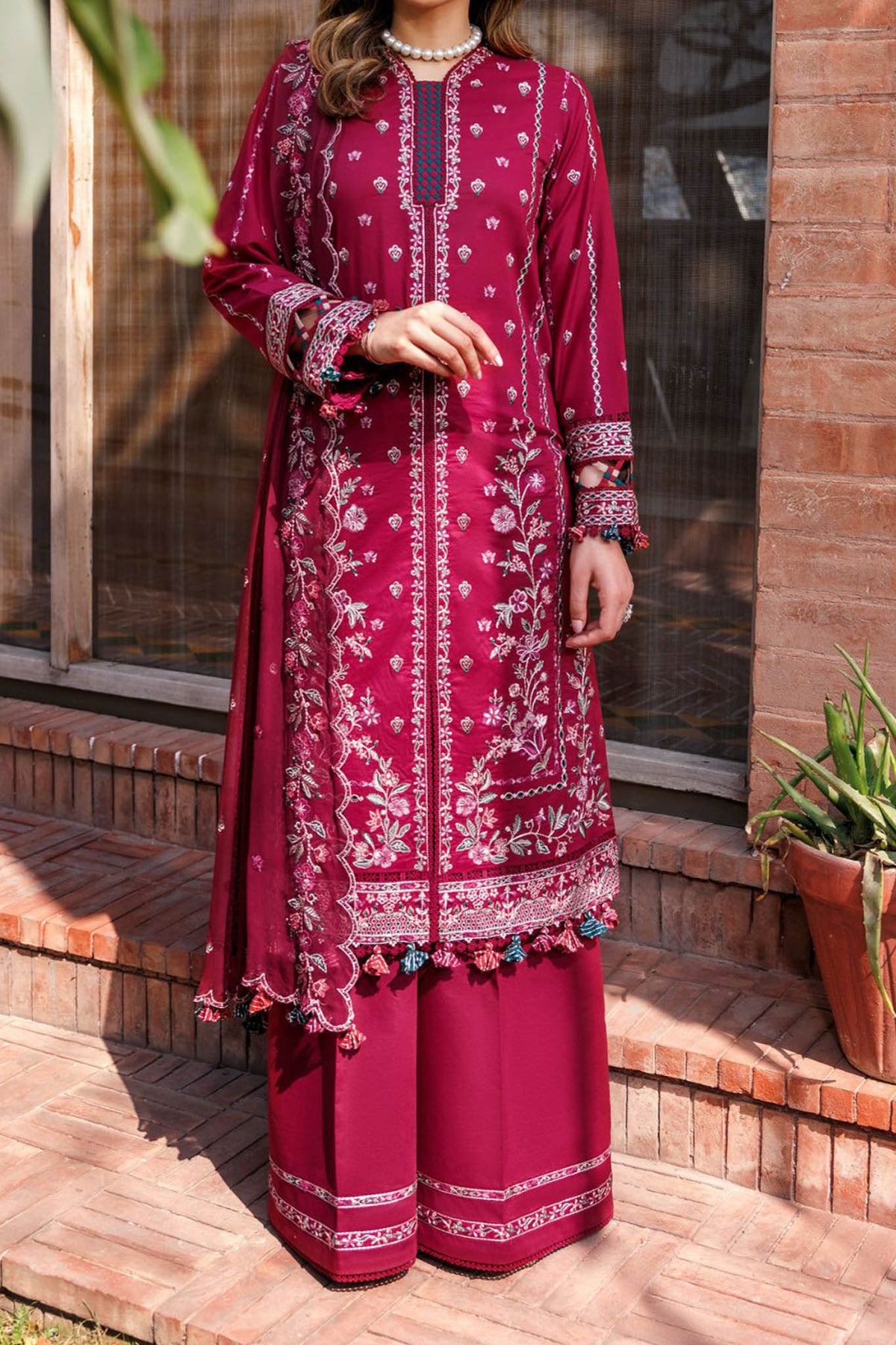 Kaavish By Farasha Unstitched 3 Piece Eid Festive Lawn Collection'2024-01-Garnet Glam