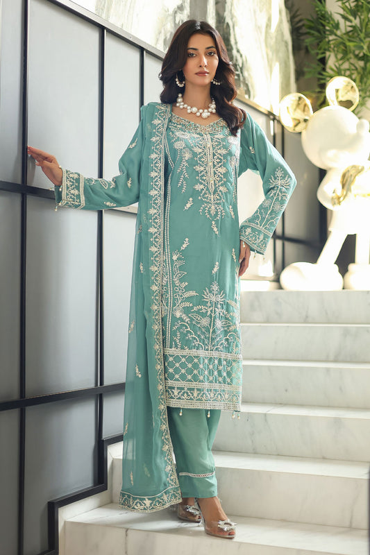 Mushq By Azmeerah Stitched 3 Piece Luxury Chiffon Pret Collection-01-Majestic Hue