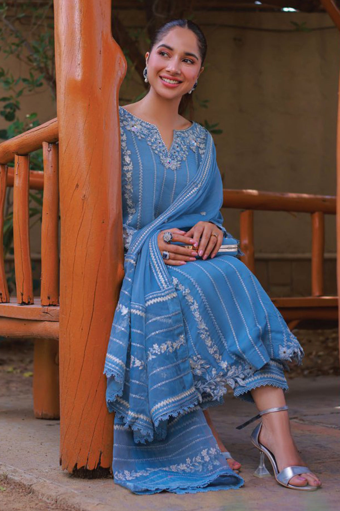 Aks By Guzel Stitched 3 Piece Festive Formals Chiffon Collection'2024-01-Pankh