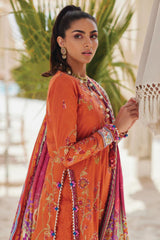 Wes By Farah Talib Aziz Unstitched 3 Piece Luxury Summer Collection-01-Rita Rust