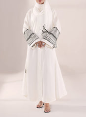 Hijab Ul Hareem Ethereal White ? Nida Embroidery Abaya | 0116-E-1103