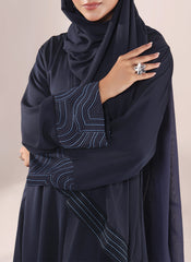 Hijab Ul Hareem Nida Navy Blue Embroidered Abaya | 0116-E-1118