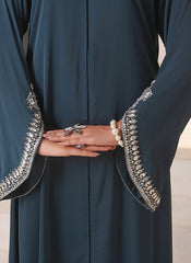 Hijab Ul Hareem Royal Teal Hand Work Abaya | 0116-J-1101