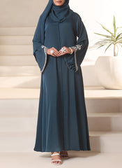 Hijab Ul Hareem Royal Teal Hand Work Abaya | 0116-J-1101