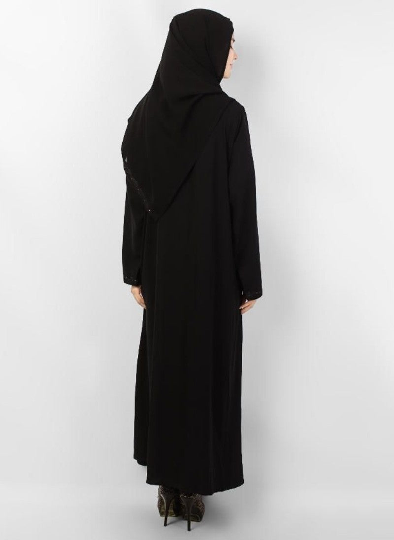 Hijab Ul Hareem Black Polyester Embroidered Abaya 0116-M (2)