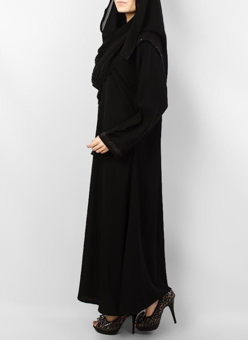 Hijab Ul Hareem Black Polyester Embroidered Abaya 0116-M (2)