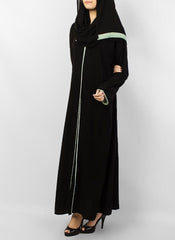 Hijab Ul Hareem Elegant Black Abaya with Pipin Work 0116-R Huh