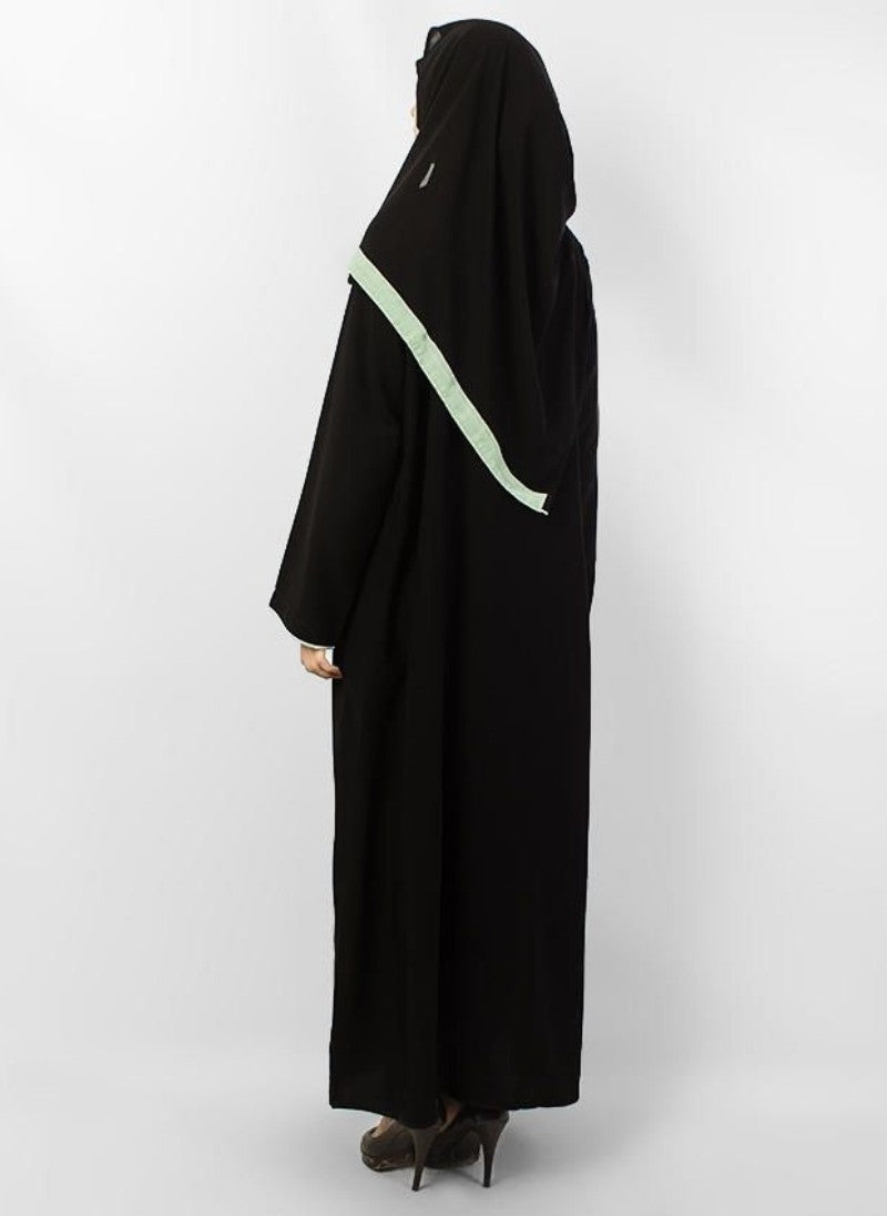Hijab Ul Hareem Elegant Black Abaya with Pipin Work 0116-R Huh