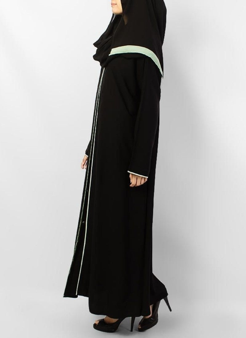 Hijab Ul Hareem Elegant Black Abaya with Pipin Work 0116-R Huh