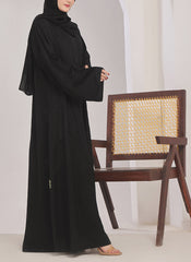 Hijab Ul Hareem Stone Work Front Open Black Abaya - 0116-RC-1020