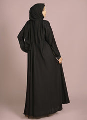 Hijab Ul Hareem Black Zipper Style Designered Abaya 0120-R-969