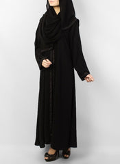 Hijab Ul Hareem Black Polyester Embroidered Abaya 0116-M (2)