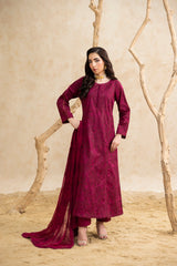Threads & Weaves Stitched 3 Piece Emb Lawn Suit-BL26101