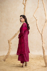 Threads & Weaves Stitched 3 Piece Emb Lawn Suit-BL26101