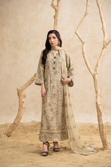 Threads & Weaves Stitched 3 Piece Emb Lawn Suit-BL26107