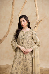 Threads & Weaves Stitched 3 Piece Emb Lawn Suit-BL26107