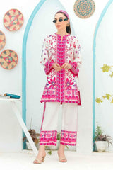 Brandlo PK Pink & White floral 2 Piece stitched Suit Y-25