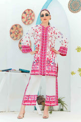 Brandlo PK Pink & White floral 2 Piece stitched Suit Y-25