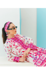 Brandlo PK Pink & White floral 2 Piece stitched Suit Y-25