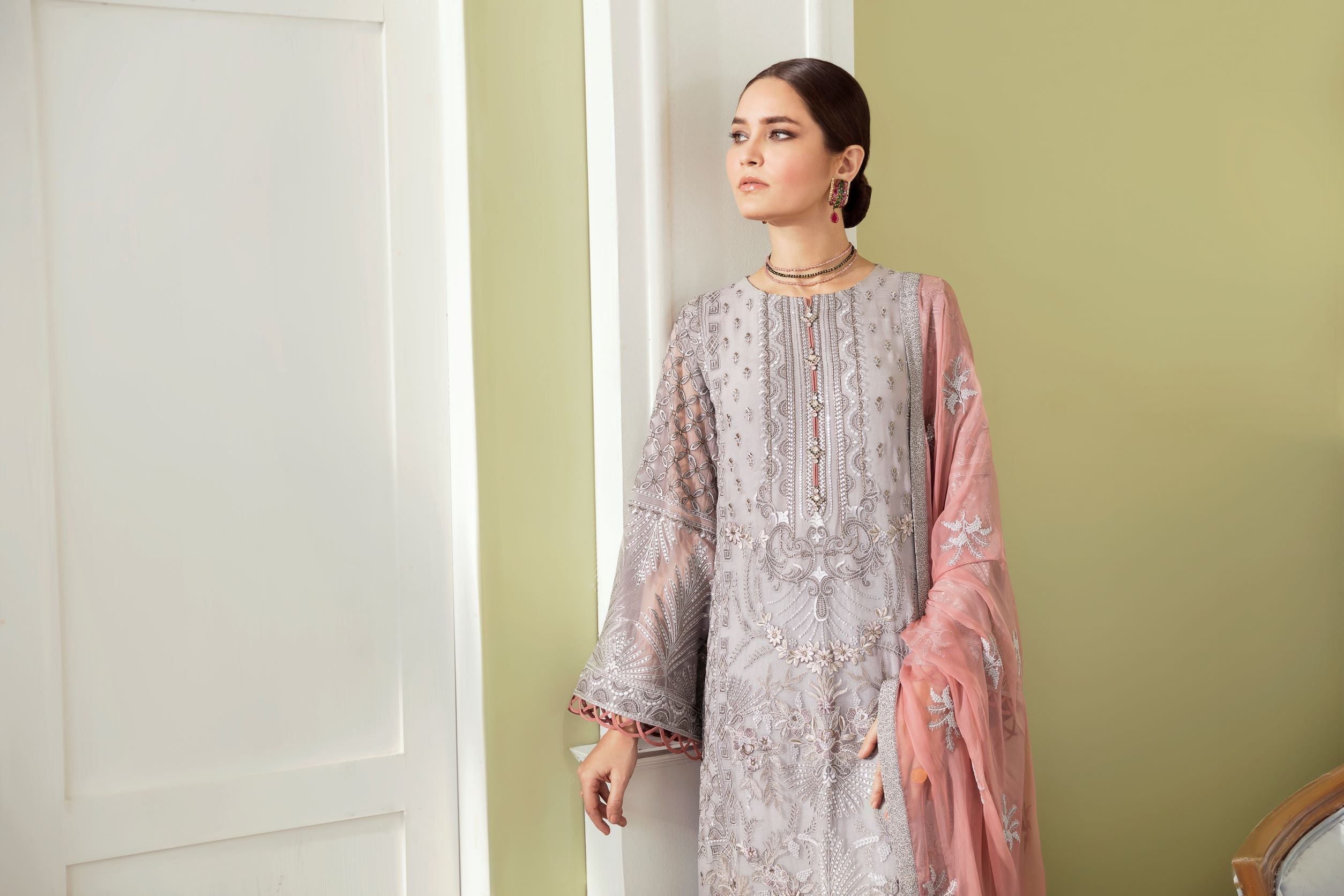 Safeera By Flossie Unstitched 3 Piece Formals Vol-09 Collection'2025-Vaporous Gray