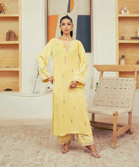 Vasl Pre Winter By Kross Kulture Stitched 2PC - Embroidered Self Textured Suit Suit-0001717-SML-YEL